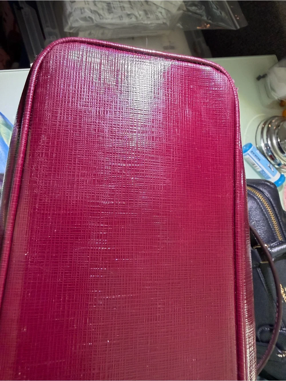 Coach Peyton Burgundy Patent Leather Tote Bag - Picture 7 of 8
